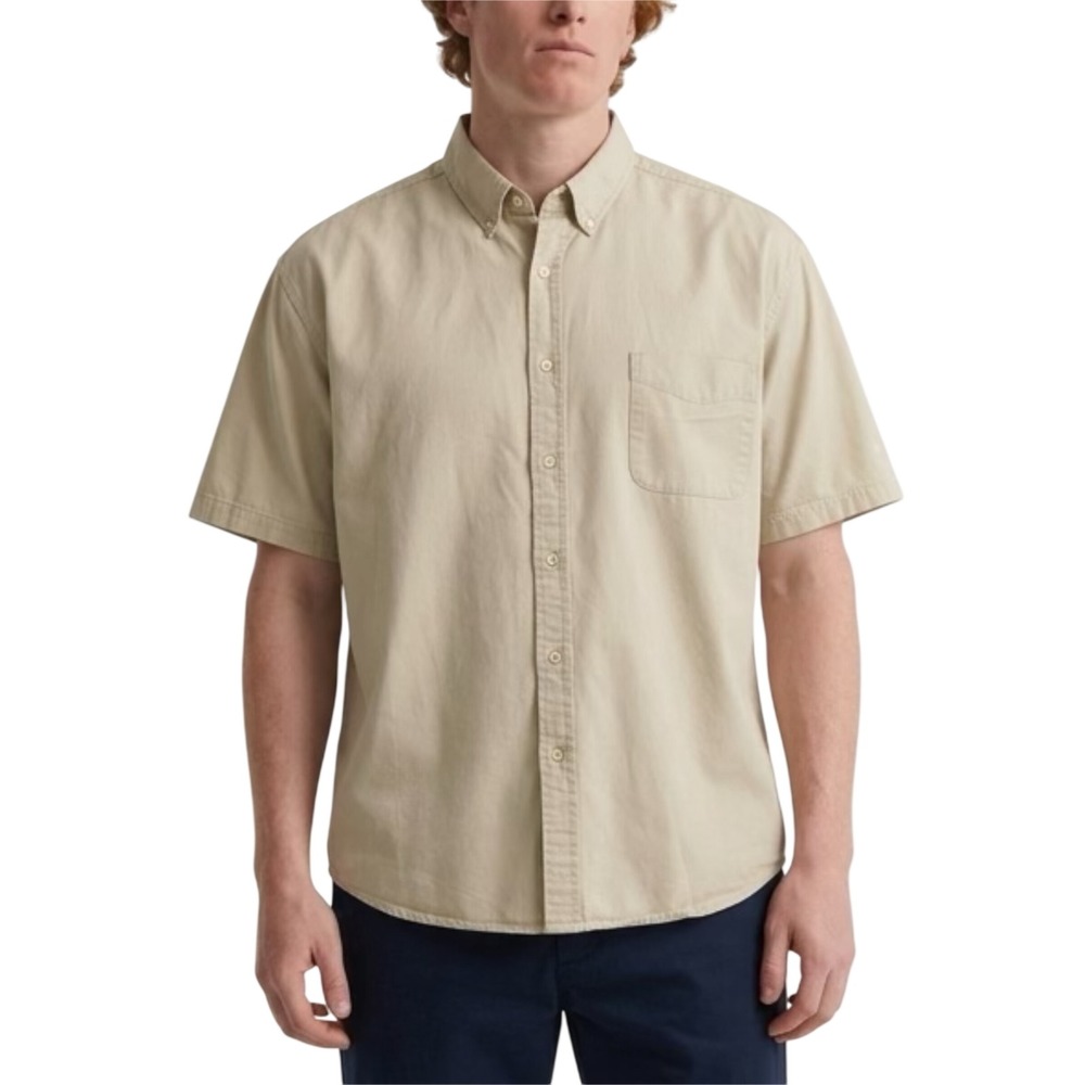 Penmans Mens 3XL Khaki Tan 100% Cotton Short Sleeve Button Down Shirt Pocket